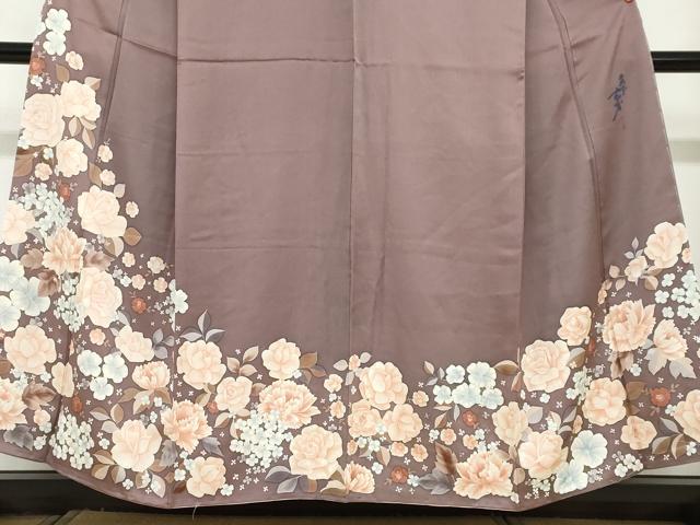 平和屋着物●染色の魔術師 染乃座・大久保玄才 そめのざ玄才 訪問着 草花文 正絹 逸品 DABF1815ud