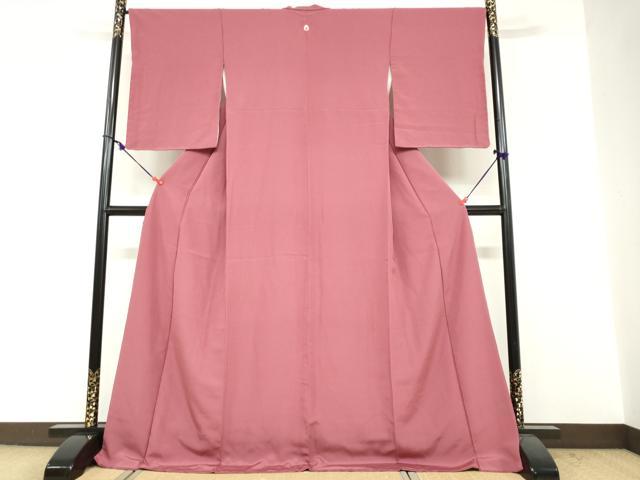 平和屋着物●上質な色無地 浅蘇芳色 ロング丈 正絹 逸品 DABF1819ud