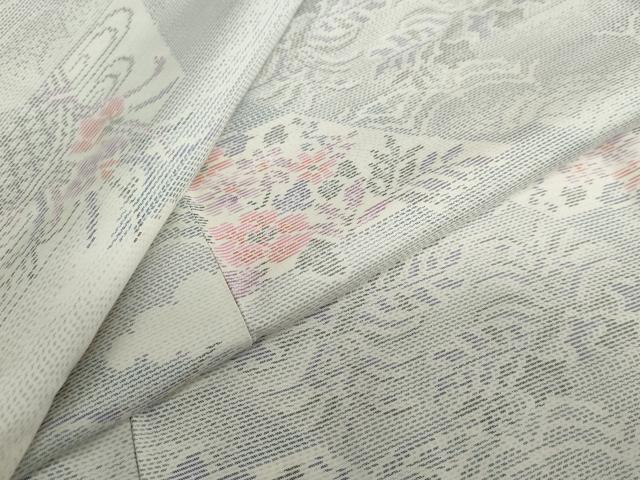 平和屋着物●本場大島紬 白大島 草花籬文 正絹 逸品 DABF1821ud