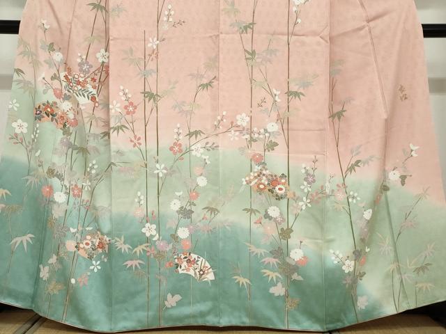 平和屋着物●訪問着 作家物 地紙草花文 暈し染め 正絹 逸品 DABF1824ud