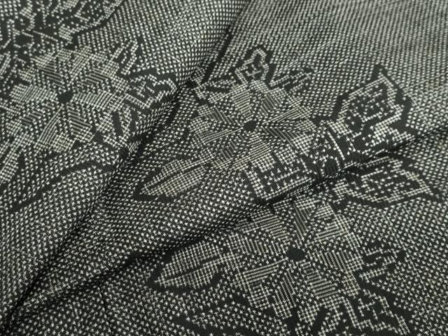 平和屋着物▽本場大島紬 単衣 7マルキ 草花文 正絹 逸品 DABF1826ud