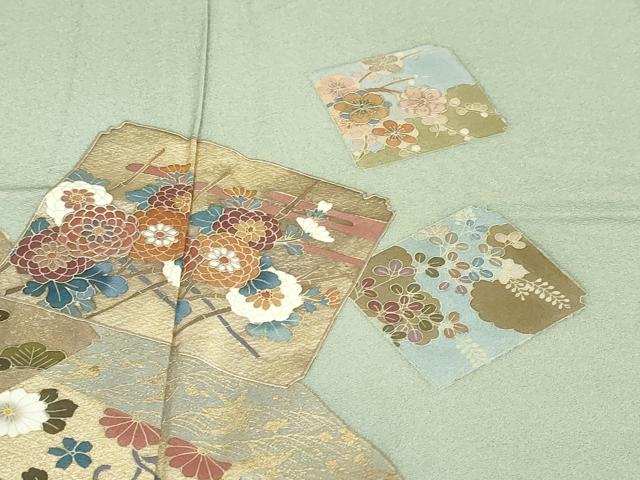 平和屋着物▽豪華色留袖 単衣 作家物 破れ色紙草花文 金彩 正絹 逸品 DABF1829ud