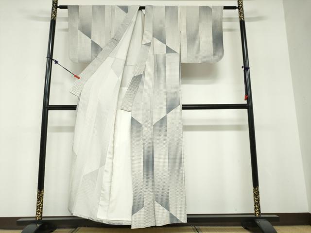 平和屋着物▽上質な小紋 単衣 変わり格子文 正絹 逸品 DABF1833ud