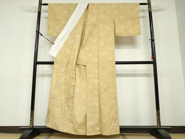 平和屋着物▽上質な紬 単衣 抽象文様 正絹 逸品 DABF1839ud