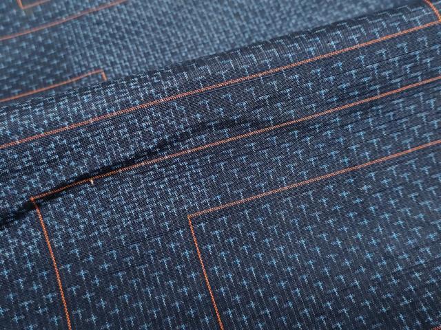 平和屋着物▽上質な紬 単衣 幾何学文様 正絹 逸品 DABF1842ud