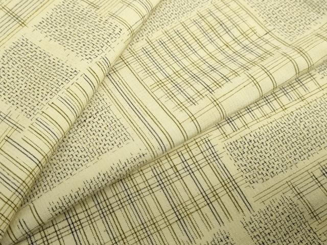 平和屋着物▽上質な紬 単衣 変わり格子文 正絹 逸品 DABF1849ud
