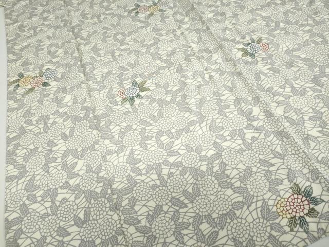 平和屋着物▽上質な小紋 単衣 型染め 草花文 正絹 逸品 DABF1850ud