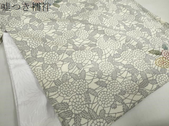 平和屋着物▽上質な小紋 単衣 型染め 草花文 正絹 逸品 DABF1850ud