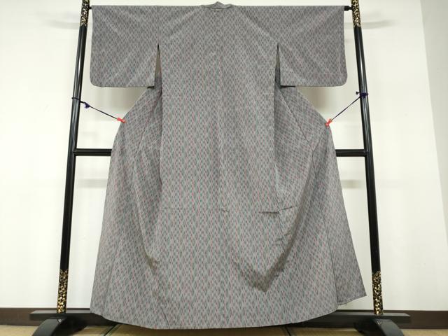 平和屋着物▽上質なお召 単衣 変わり間道 正絹 逸品 DABF1858ud