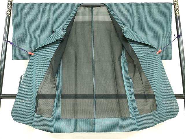 平和屋着物▽道行コート スリーシーズン 春夏秋 塵除け 風通紗 縞 正絹 逸品 DABF1863ud