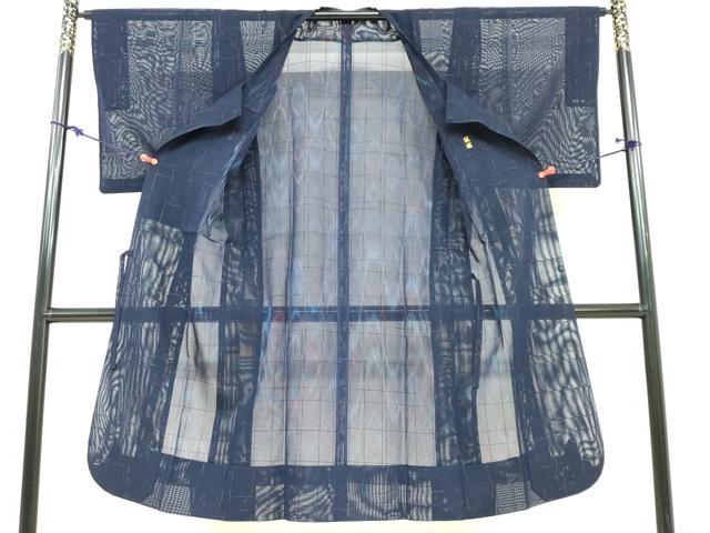 平和屋着物▽道行コート スリーシーズン 春夏秋 塵除け 変わり格子文 正絹 逸品 DABF1866ud