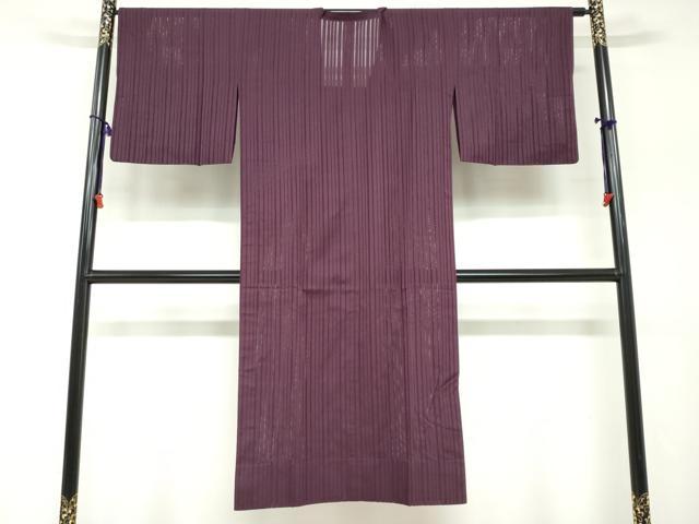 平和屋着物▽道行コート スリーシーズン 春夏秋 塵除け 縞 暗紅色 正絹 逸品 DABF1872ud