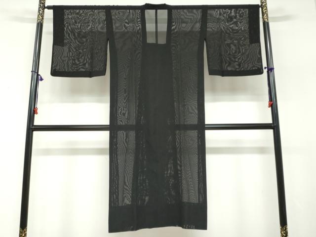 平和屋着物▽道行コート スリーシーズン 春夏秋 塵除け 黒色 黒地 正絹 逸品 DABF1886ud