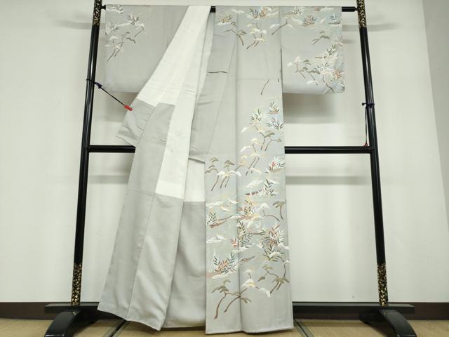 平和屋着物●豪華色留袖 駒刺繍 立波飛鶴小舟文 金彩 正絹 逸品 DABF1893ud
