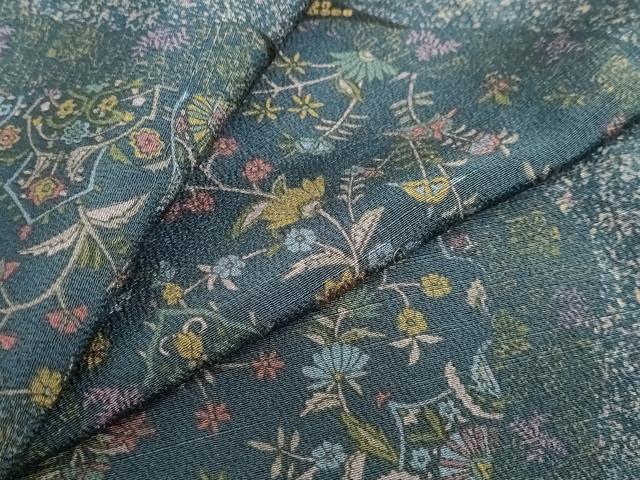 平和屋着物●上質な小紋 道長草花文 ロング丈 正絹 逸品 DABF1895ud