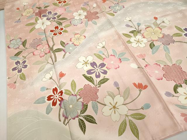 平和屋着物●訪問着 作家物 枝桜文 暈し染め 金彩 正絹 逸品 未使用 DABF1903ud
