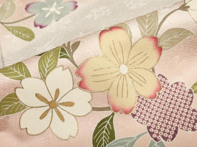 平和屋着物●訪問着 作家物 枝桜文 暈し染め 金彩 正絹 逸品 未使用 DABF1903ud