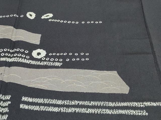 平和屋着物●訪問着 抽象文様 鬼しぼ縮緬 正絹 逸品 DABF1906ud