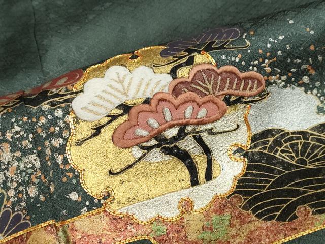 平和屋着物●訪問着 駒刺繍 エ霞雪輪草花文 暈し染め 金彩 正絹 逸品 DABF1907ud