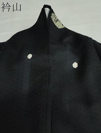 平和屋着物●上質な小紋 絞り 菱文 黒地 正絹 逸品 DABF1908ud