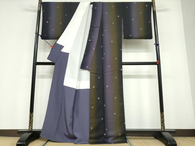 平和屋着物●上質な小紋 丸文 暈し染め 金彩 正絹 逸品 DABF1909ud