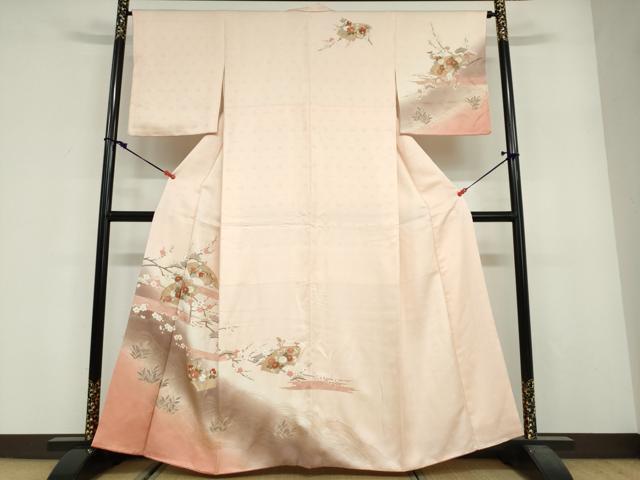 平和屋着物●訪問着 立波地紙草花文 暈し染め 金彩 正絹 逸品 DABF1916ud