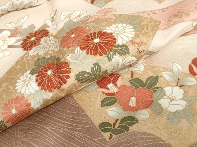 平和屋着物●訪問着 立波地紙草花文 暈し染め 金彩 正絹 逸品 DABF1916ud