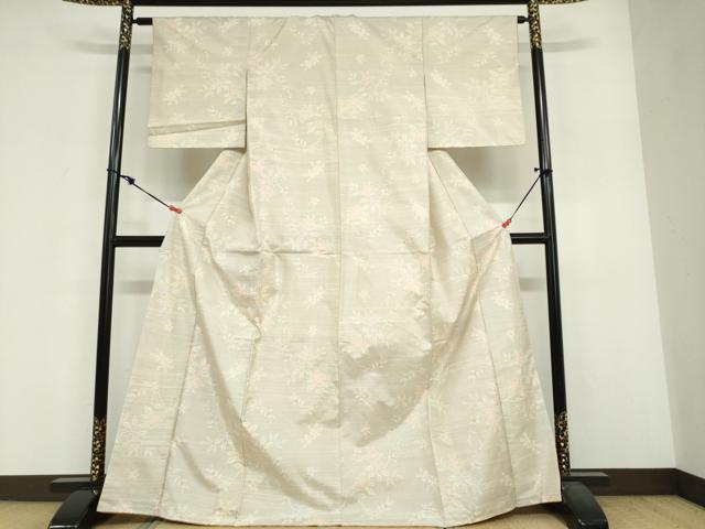 平和屋着物●本場大島紬 白大島 枝花文 正絹 逸品 未使用 DABF1917ud
