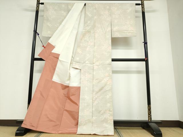 平和屋着物●本場大島紬 白大島 枝花文 正絹 逸品 未使用 DABF1917ud