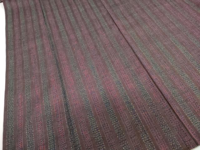 平和屋着物●結城紬 80亀甲 間道 正絹 逸品 DABF1922ud