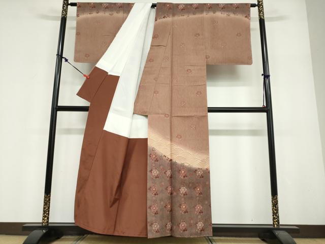 平和屋着物●創作 訪問着 結幡 草花文 反端付き 正絹 逸品 未使用 DABF1926ud