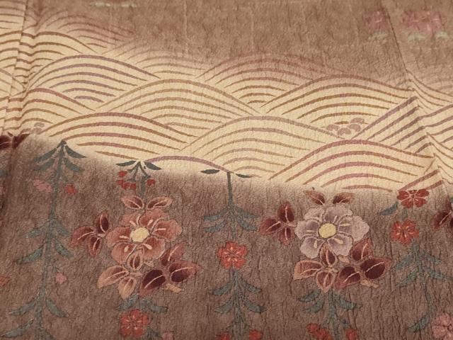 平和屋着物●創作 訪問着 結幡 草花文 反端付き 正絹 逸品 未使用 DABF1926ud