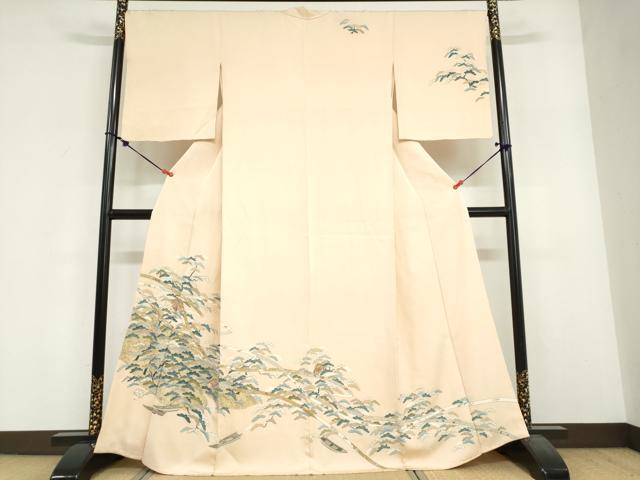 平和屋着物●訪問着 駒刺繍 熨斗小舟松文 金彩 正絹 逸品 DABF1928ud