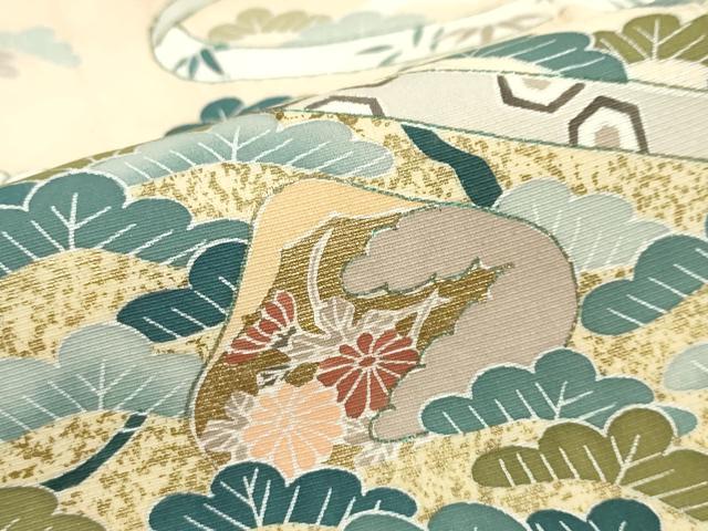 平和屋着物●訪問着 駒刺繍 熨斗小舟松文 金彩 正絹 逸品 DABF1928ud