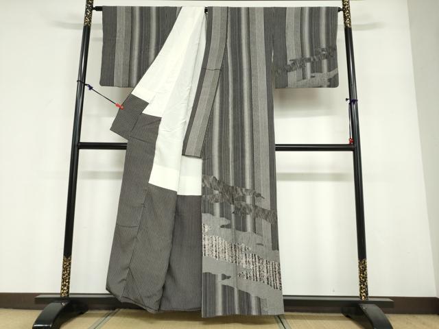 平和屋着物●訪問着 作家物 霞文 黒地 正絹 逸品 DABF1931ud