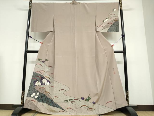 平和屋着物●染色の魔術師 染乃座・大久保玄才 そめのざ玄才 訪問着 草花籬文 金彩 正絹 逸品 DABF1935ud