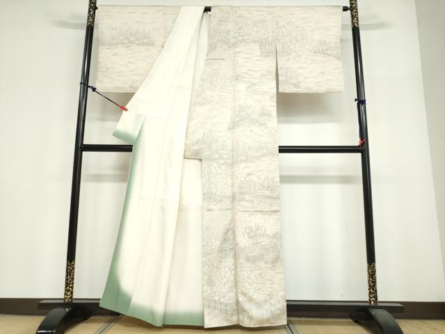 平和屋着物●訪問着 手描き 流水風景文 正絹 逸品 DABF1940ud