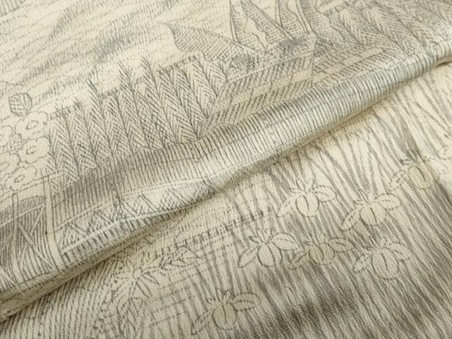 平和屋着物●訪問着 手描き 流水風景文 正絹 逸品 DABF1940ud