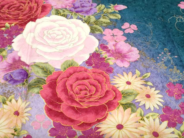 平和屋着物●豪華振袖 草花文 暈し染め 銀通し地 正絹 逸品 DABF1941ud