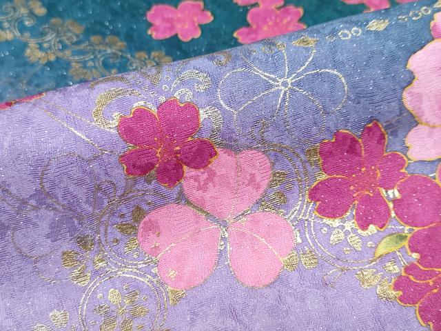 平和屋着物●豪華振袖 草花文 暈し染め 銀通し地 正絹 逸品 DABF1941ud