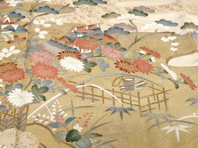 平和屋着物●訪問着 風景草花文 暈し染め 金銀彩 正絹 逸品 DABF1943ud