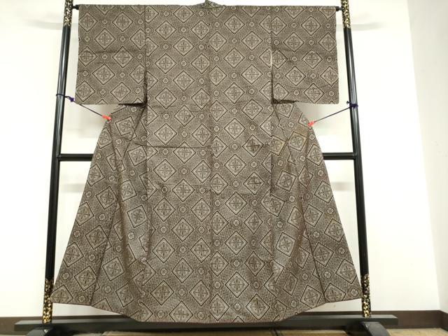 平和屋着物●本場大島紬 龍郷絣 花菱文 正絹 逸品 DABF1948ud