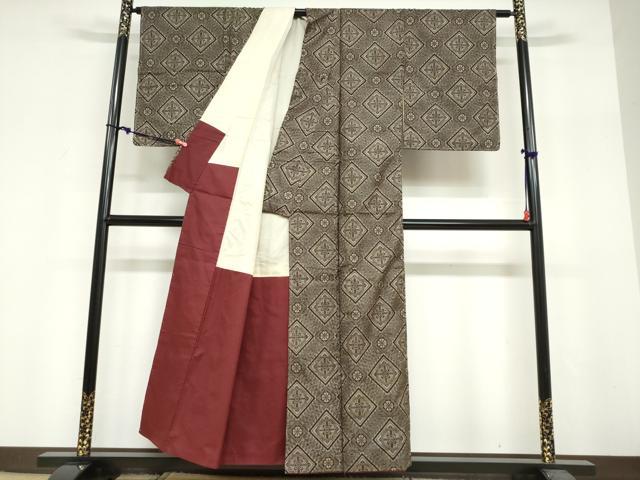 平和屋着物●本場大島紬 龍郷絣 花菱文 正絹 逸品 DABF1948ud