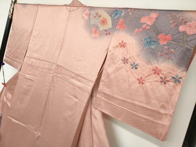 平和屋着物▽訪問着 単衣 絞り 地紙草花文 暈し染め 金彩 正絹 逸品 DABF1957ud