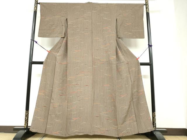 平和屋着物▽上質な小紋 単衣 雪芝文 金彩 正絹 逸品 DABF1959ud
