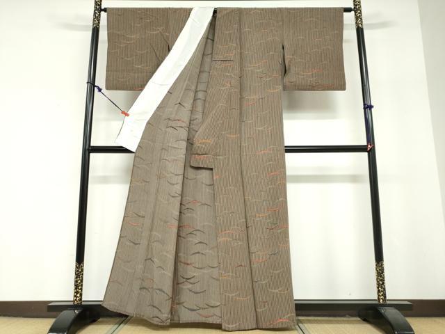 平和屋着物▽上質な小紋 単衣 雪芝文 金彩 正絹 逸品 DABF1959ud