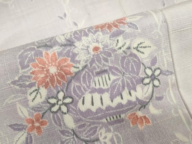 平和屋着物▽上質な紬 単衣 飾花文 正絹 逸品 DABF1976ud