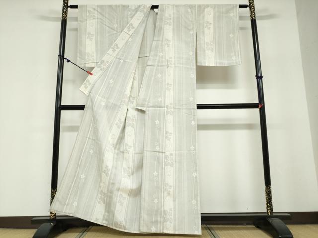 平和屋着物▽本塩沢 単衣 110亀甲 草花間道 正絹 逸品 未使用 DABF1985ud