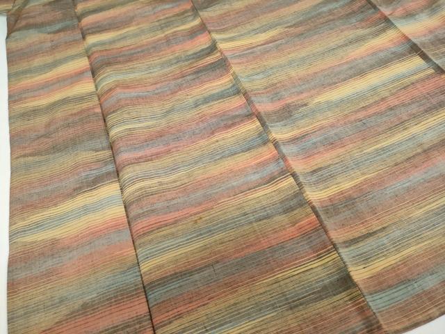 平和屋着物▽上質な紬 単衣 霞文 正絹 逸品 DABF1990ud
