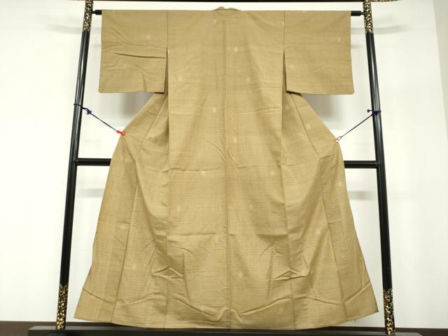 平和屋着物▽上質な紬 単衣 亀甲文 正絹 逸品 DABF1993ud
